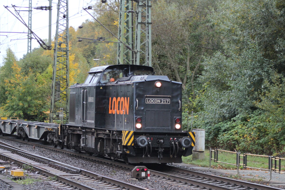 BR 203 123-5 (LOCON 217) mit Leeren Containern bei der durchfahrt HH-Harburg Richtung Hafen. 9.Oktober 2025
