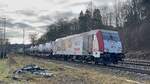BR 185 664 Kombiverkehr mit KLV-Zug durch Aling -> Mnchen. 21.12.2024